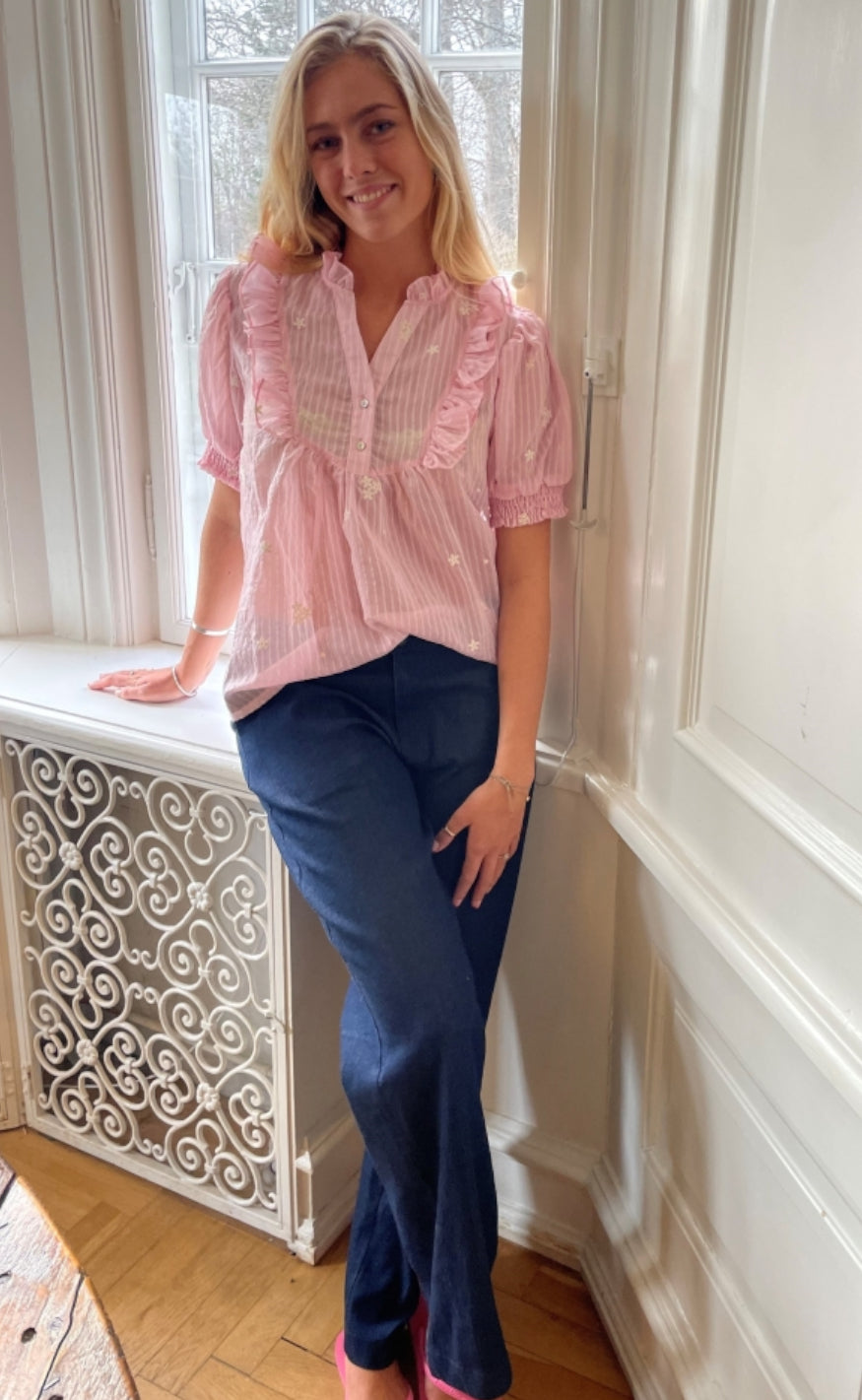 Continue Bluse - Silke Chiffon - Rose