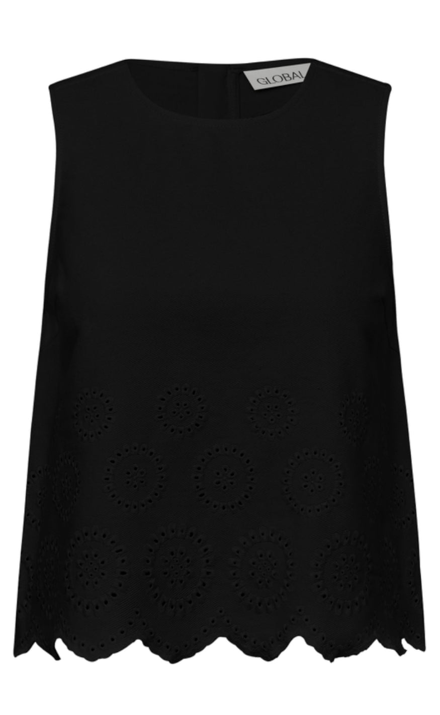 Global Funk Topp - Rihne Scallop-G - Black
