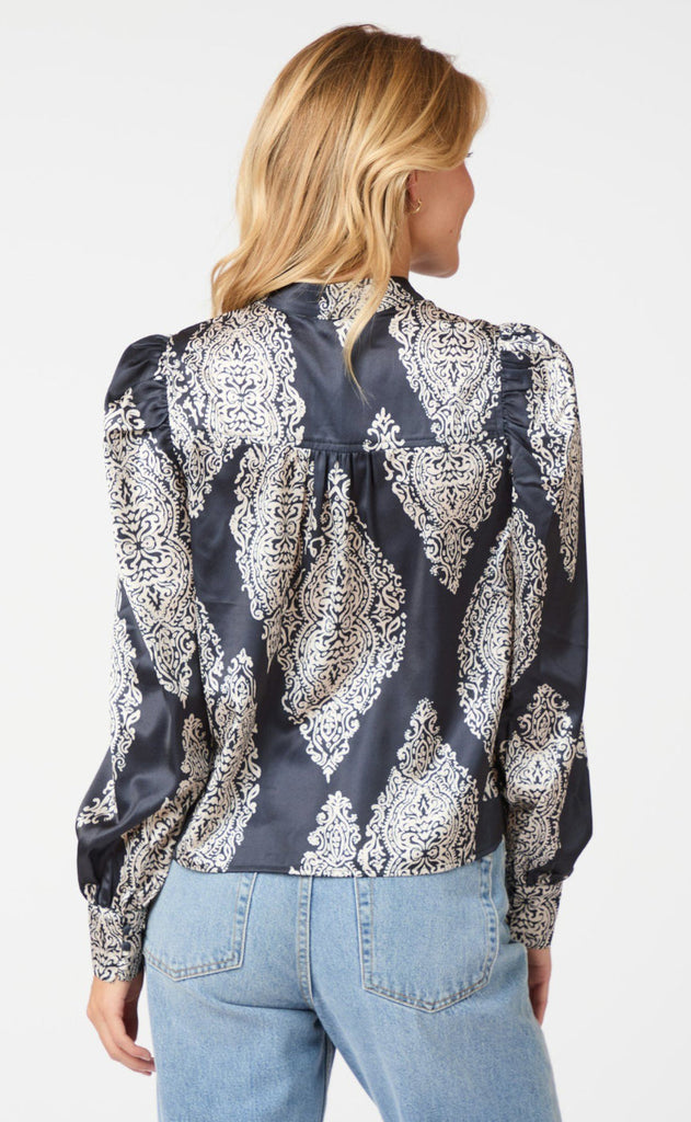 Neo Noir Bluse - Rosslyn Paisley Drop - Navy