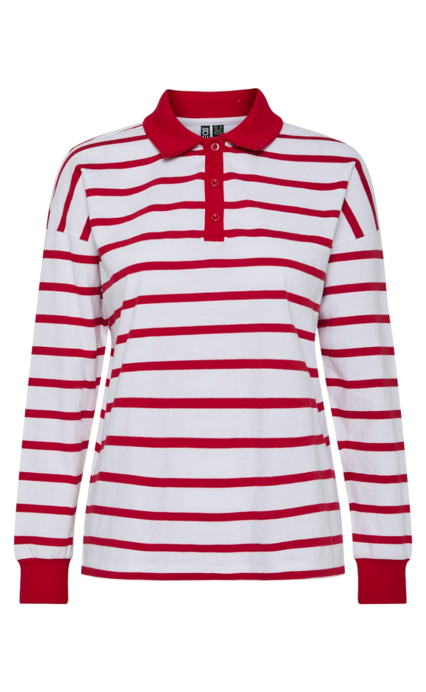PIECES Bluse - Amilie - Bright White w. High Risk Red