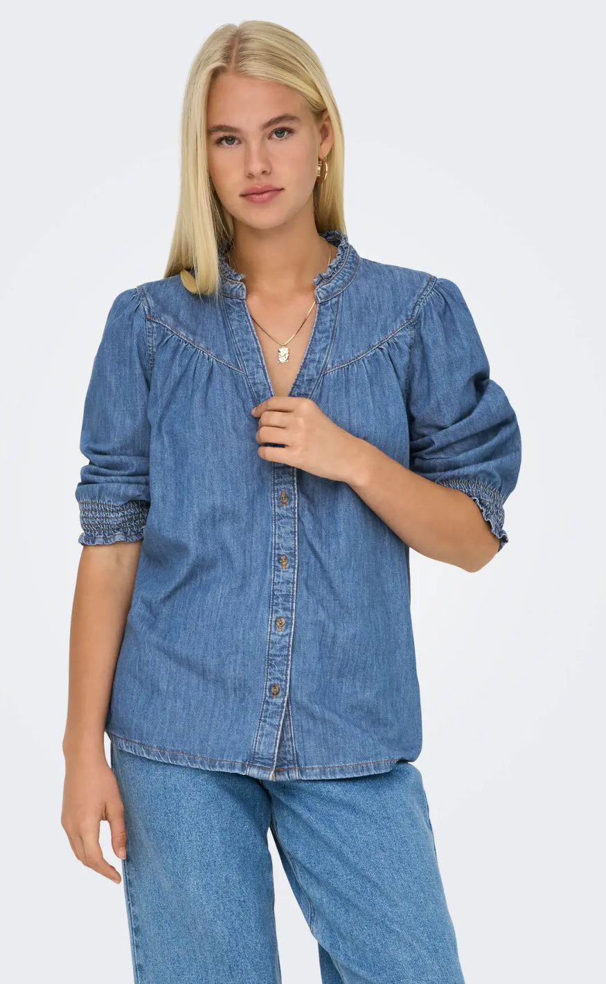 ONLY Skjorte - Raya - Medium Blue Denim