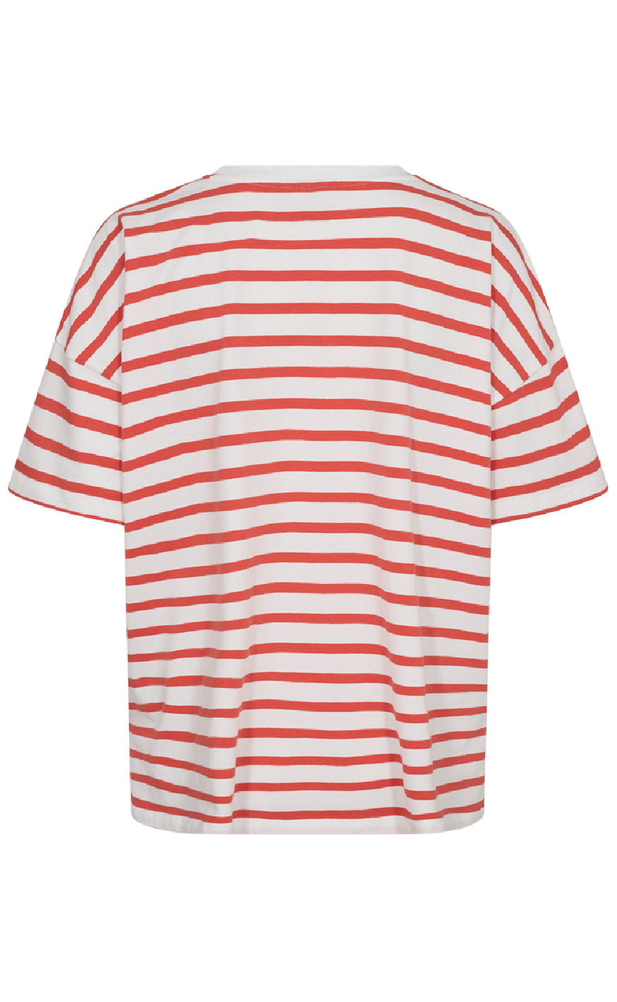 Freequent T-shirt - Fenjal - Brilliant White w. Hot Coral