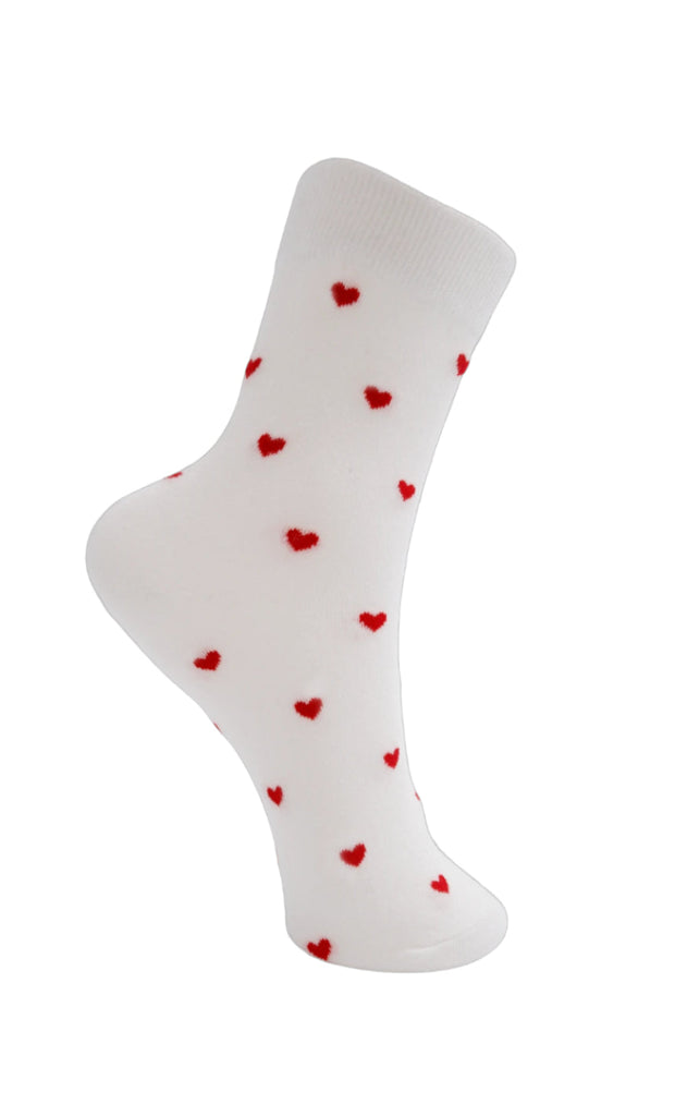 Black Colour Strømper - Love - White w. red