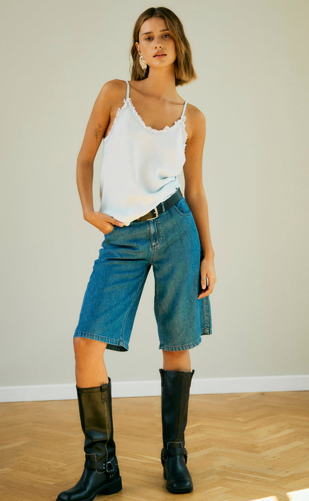 Freequent Topp - Renna - Light Blue Denim