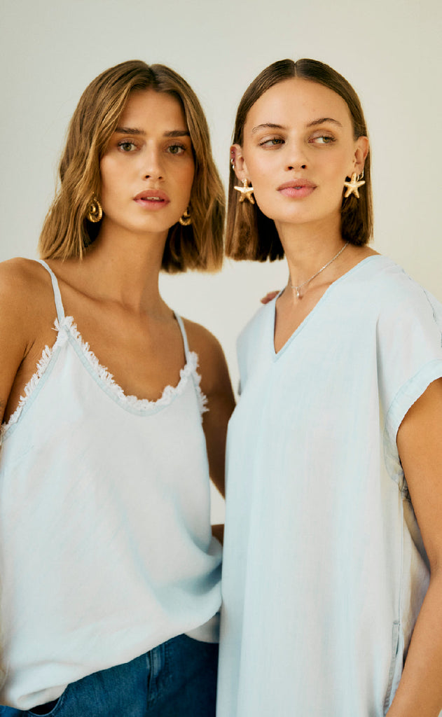 Freequent Topp - Renna - Light Blue Denim