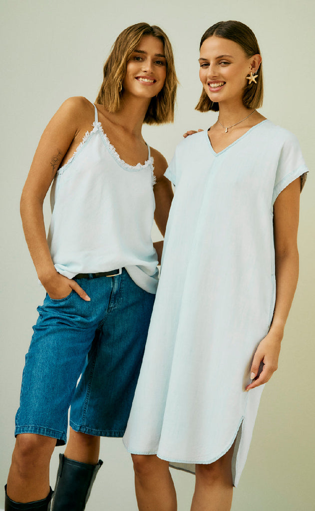 Freequent Topp - Renna - Light Blue Denim