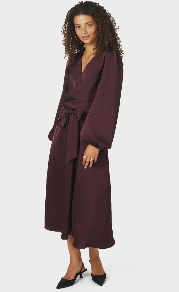 Neo Noir Kjole - Rimini Heavy Sateen - Burgundy