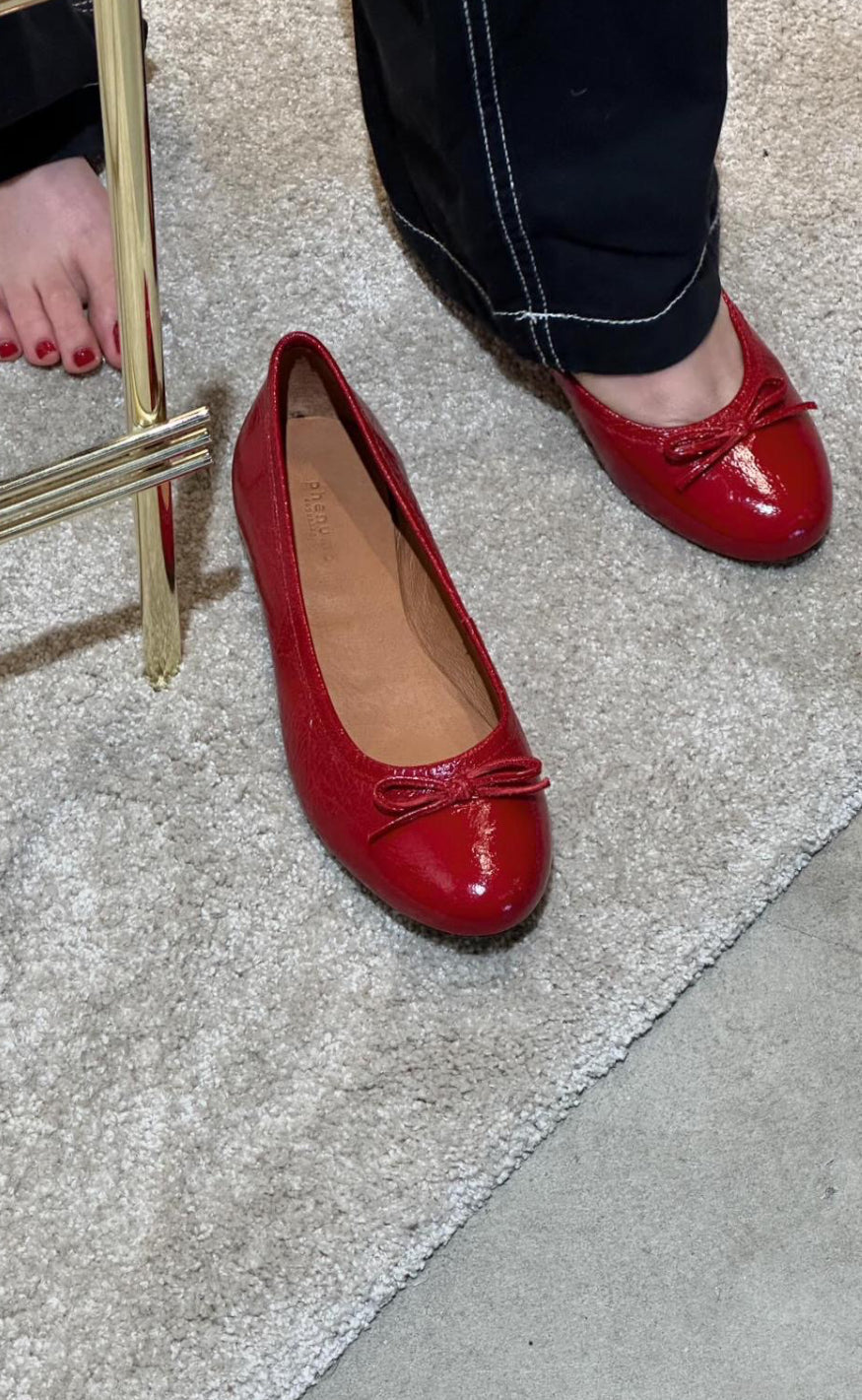 Phenumb Ballerina - Bisque - Leather Patent Red