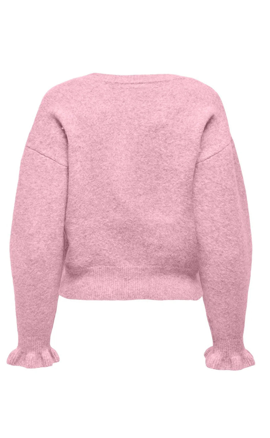 ONLY Cardigan - Rima - Romance Rose Melange/Pearl button