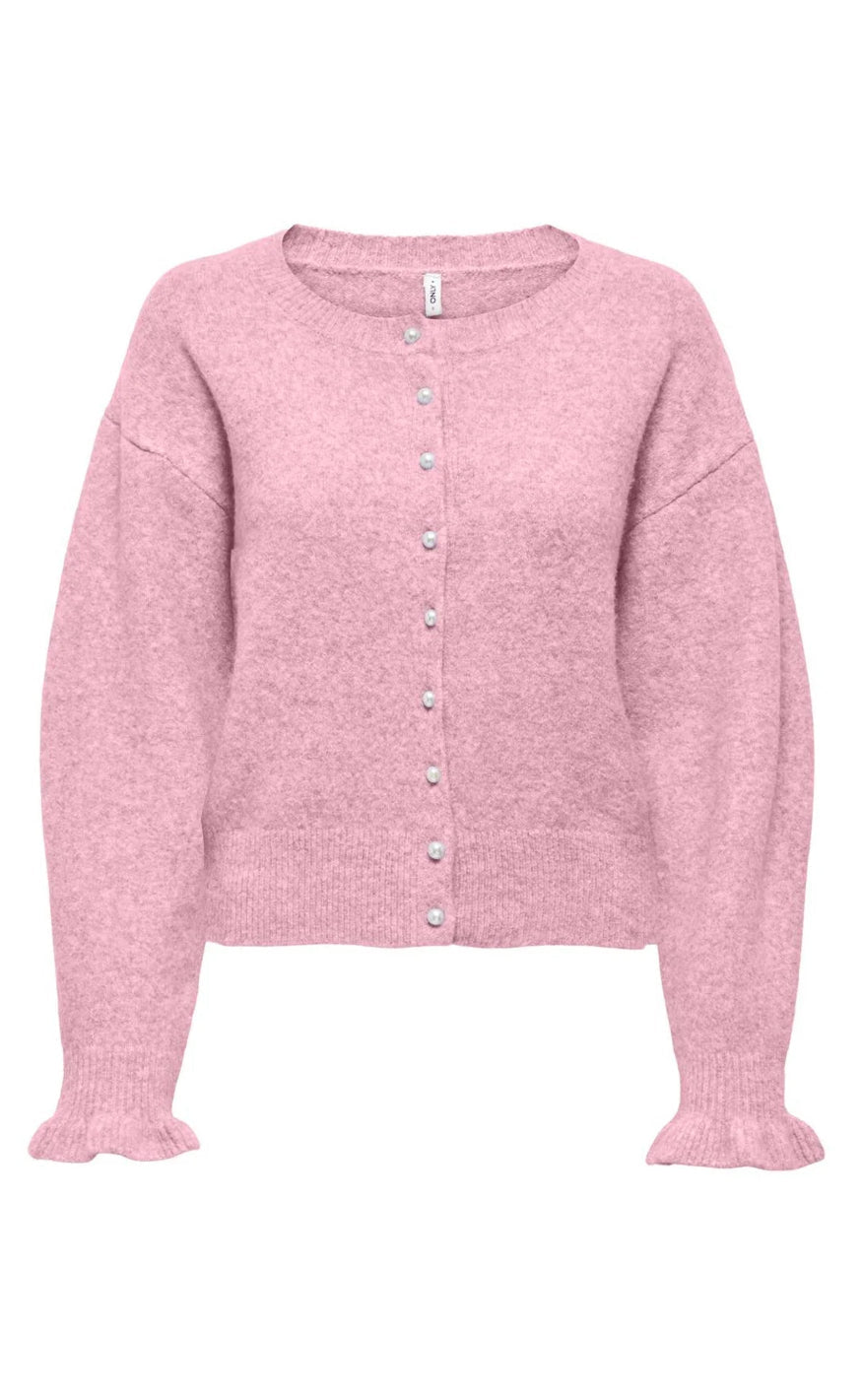 ONLY Cardigan - Rima - Romance Rose Melange/Pearl button