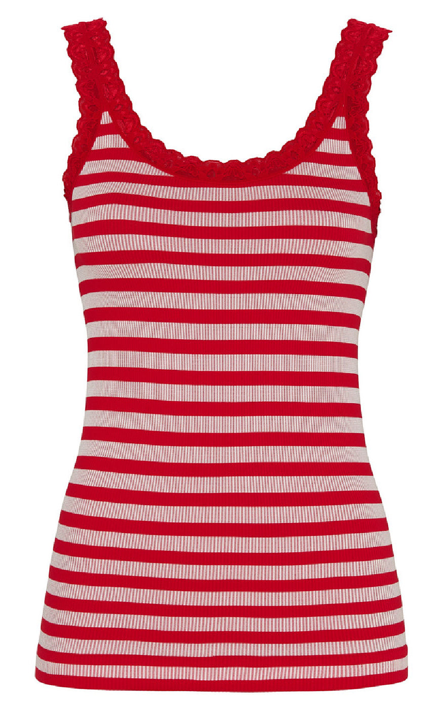 Tim & Simonsen Topp - Isa Rib - Rosso/Bianco