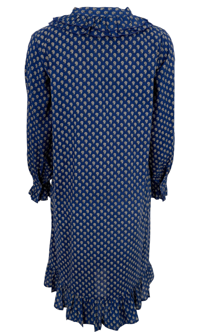 Black Colour Kjole - Flora Ruffle - Blue Floral