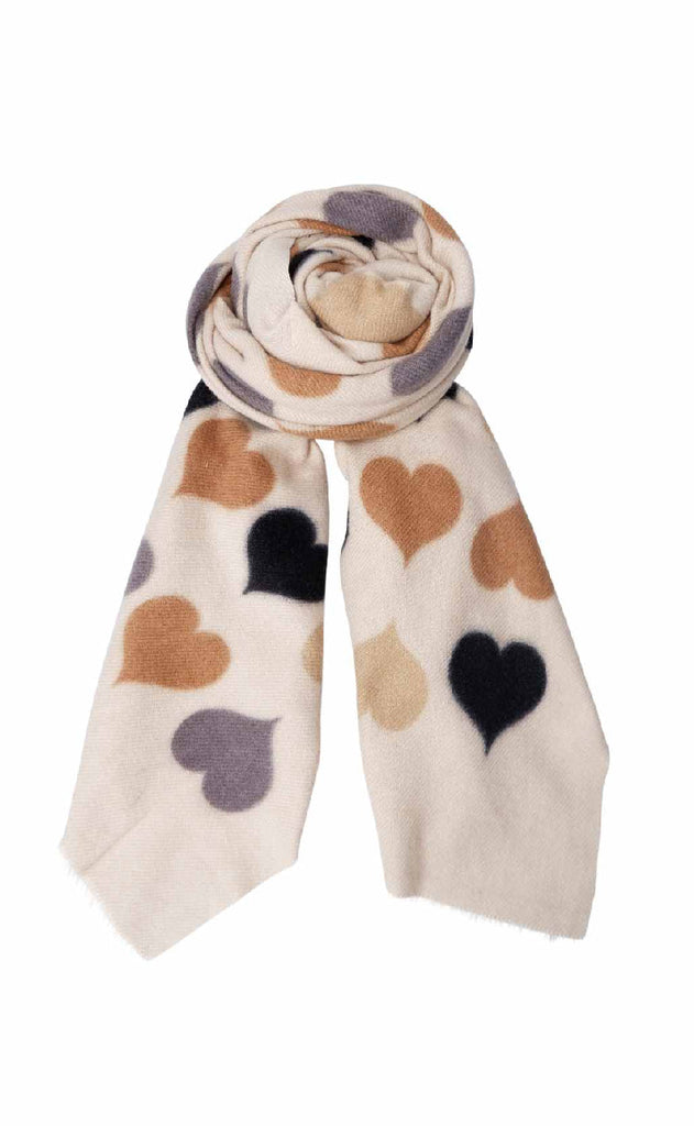 Black Colour Skjerf - Rumi Heart - Creme