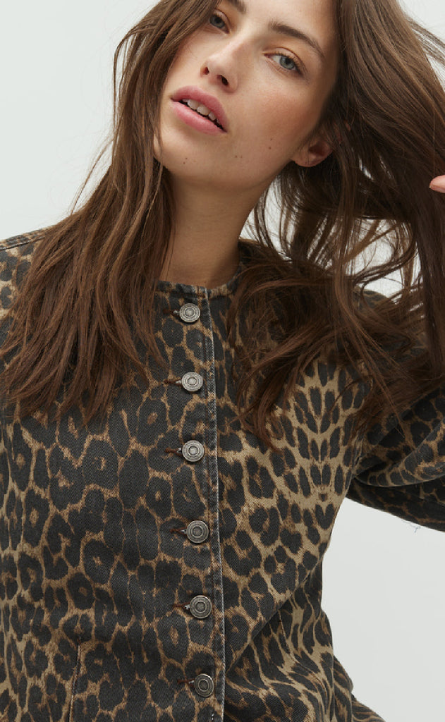 Global Funk Bluse - Lila-G - Leopard Mist