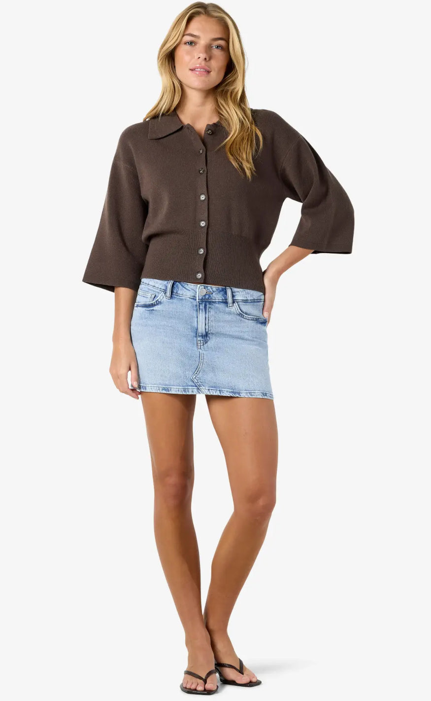 Noisy May Cardigan - Shyla 3/4 - Chocolate Brown