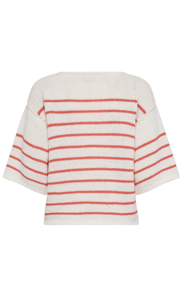 Freequent Bluse - Grande - Brilliant White w. Hot Coral