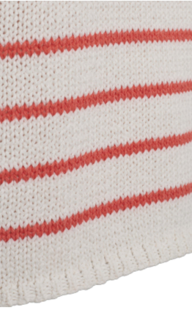 Freequent Bluse - Grande - Brilliant White w. Hot Coral