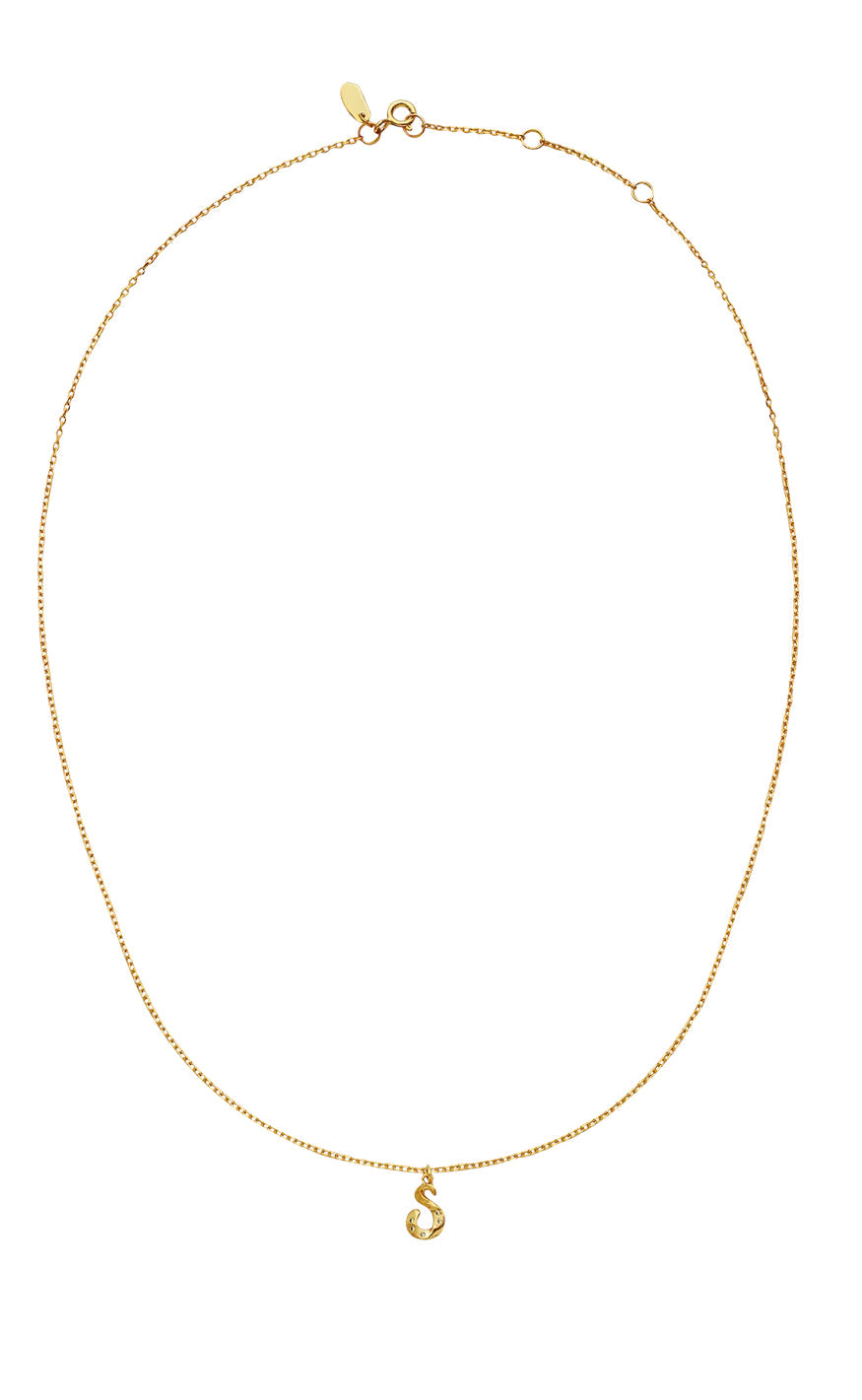 Maanesten Halskjede - S Alphabet - Gold Colour