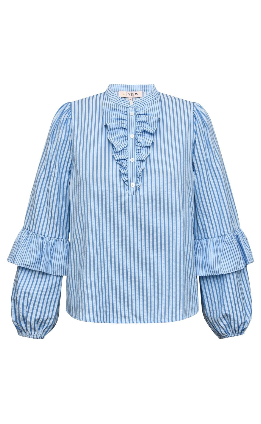 A-Veiw Bluse - Karin - Blue/White Stripe