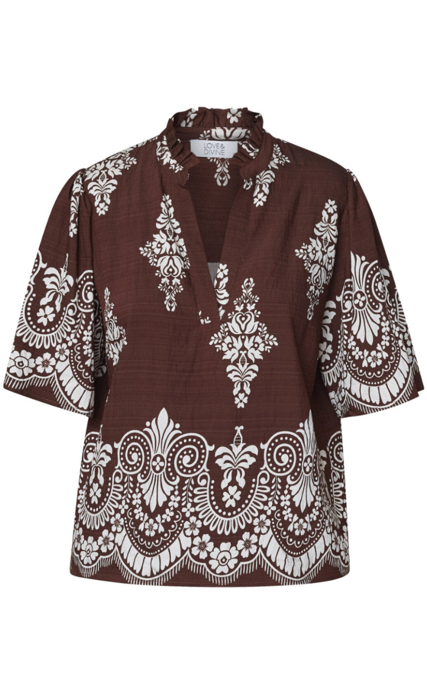 Love & Divine Topp - Love1296-2 - Brown/Paisley