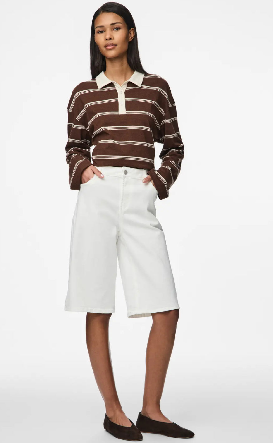 Pieces Shorts - Salume - Bright White