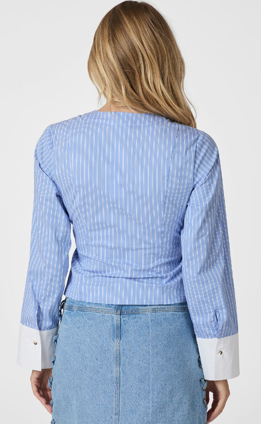 Neo Noir Skjorte - Salvia Stripe - Light Blue