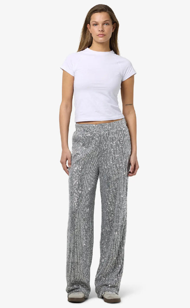 Noisy May Bukser - Scarlet Sequin Wide - Silver