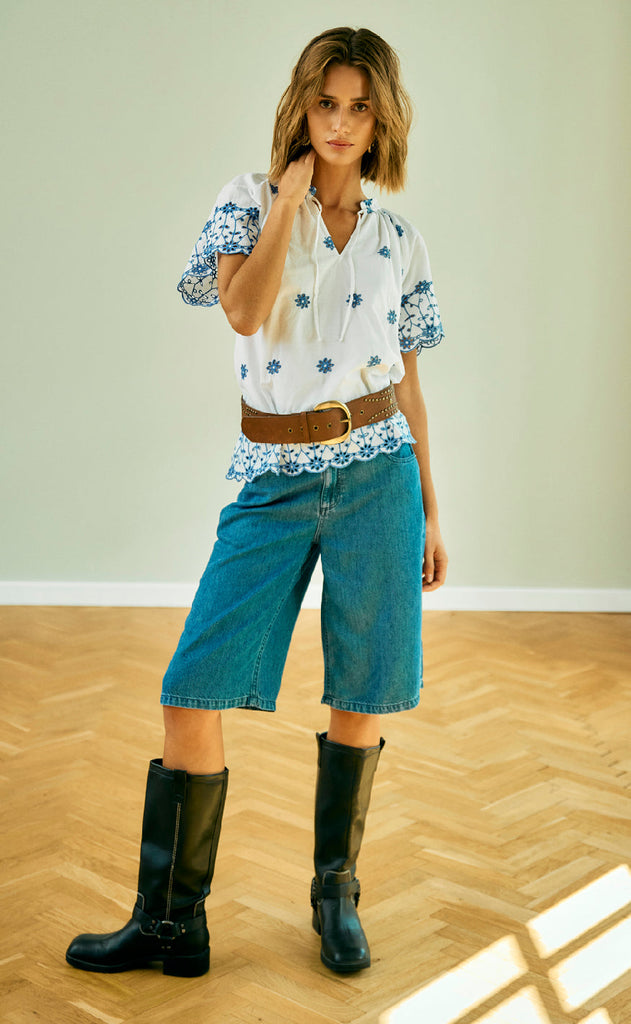 Freequent Shorts - Cinda - Medium Blue Denim