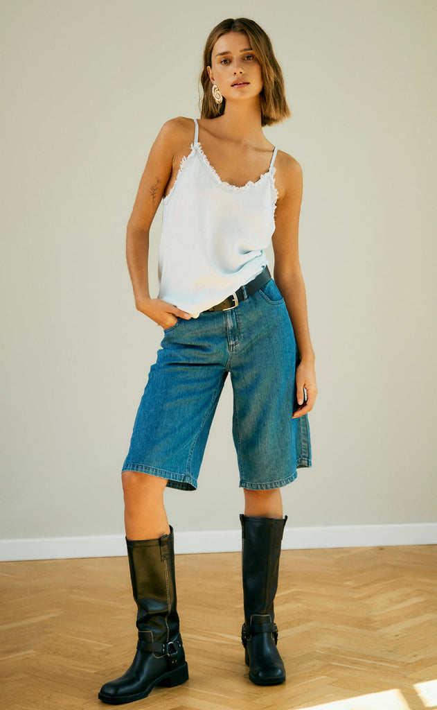 Freequent Shorts - Cinda - Medium Blue Denim