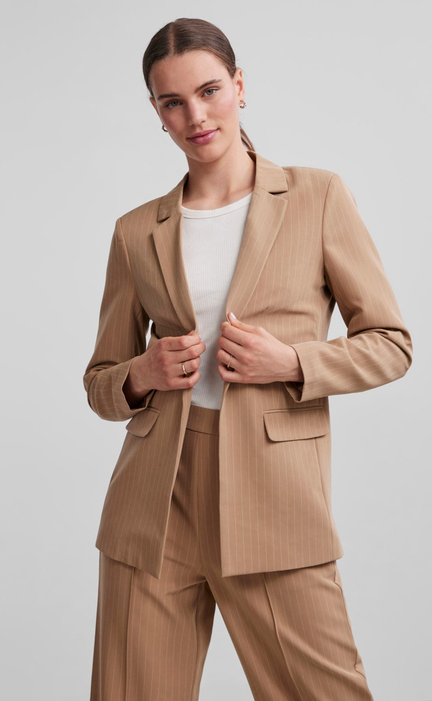 Pieces Blazer - Bossy - Silver Mink/Pinstripe