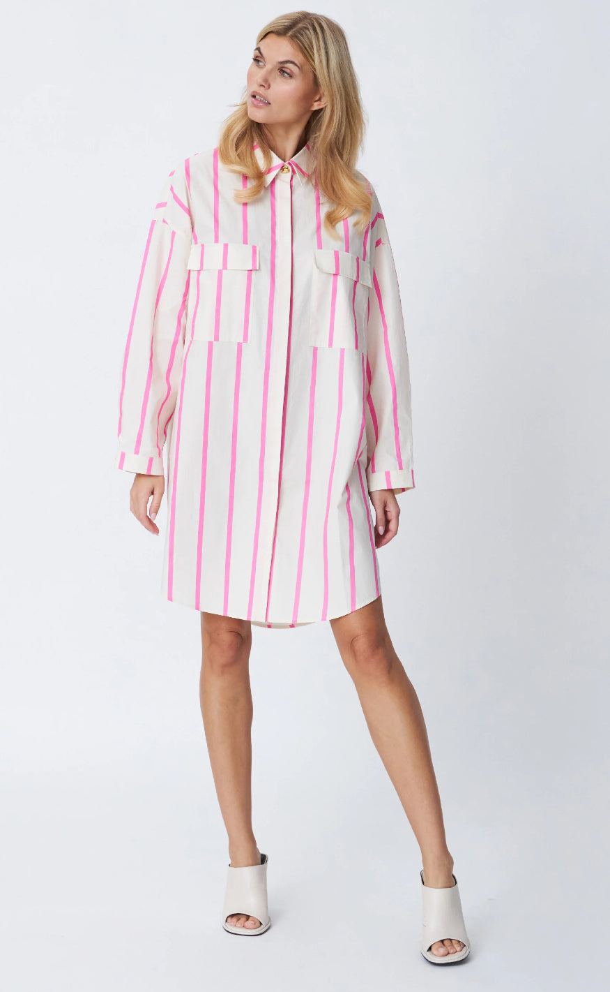 Cras Skjorte - Flax - Pink Stripe