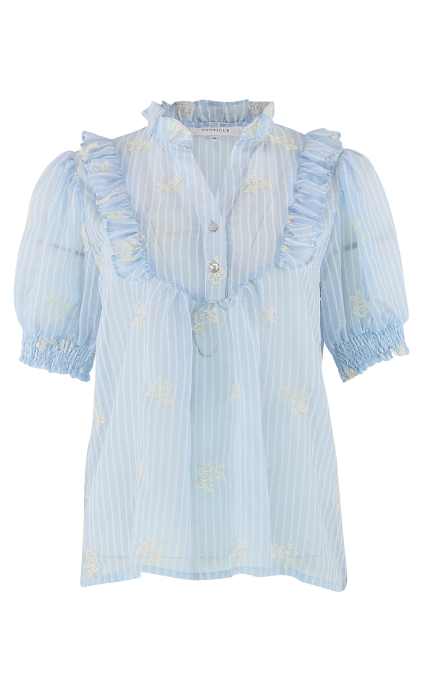 Continue Bluse - Silke Chiffon - Sky Blue