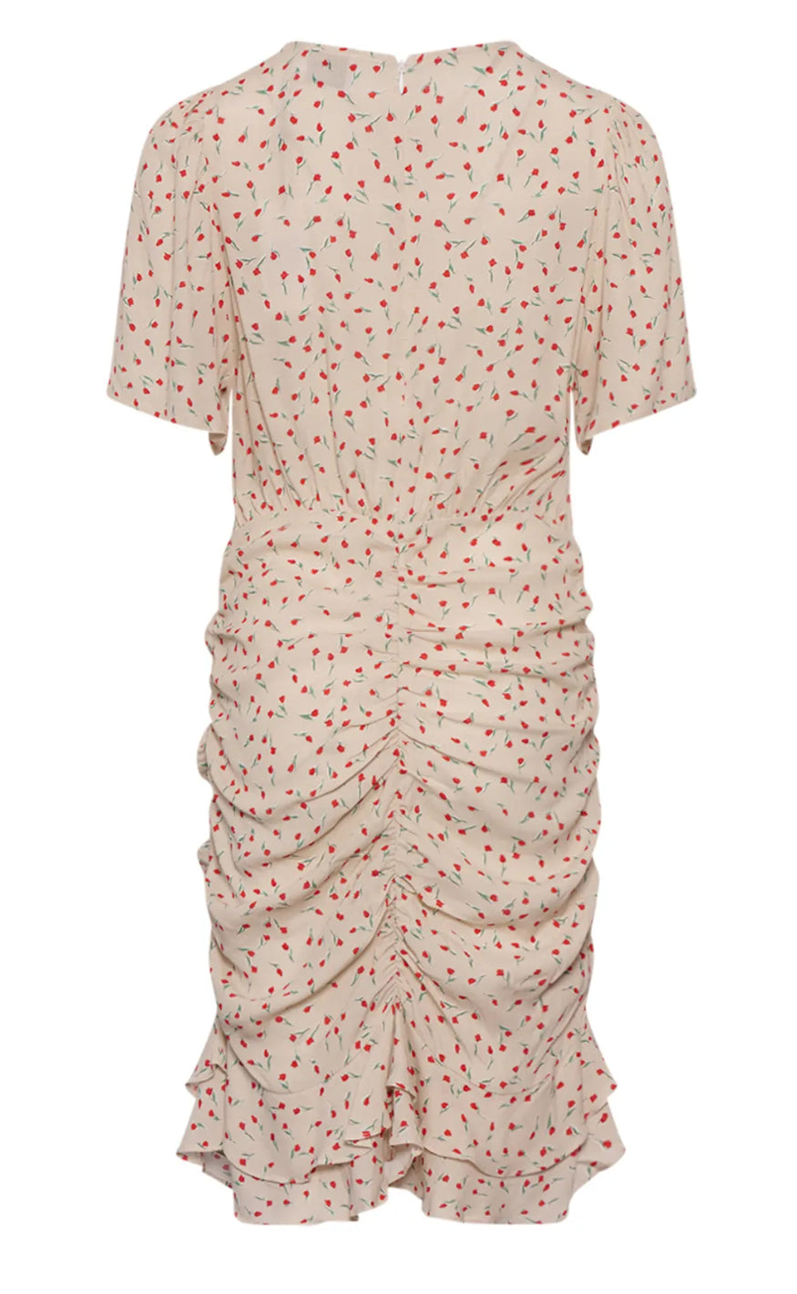 Noella Kjole - Sloane - Cream/Red Mini Flower