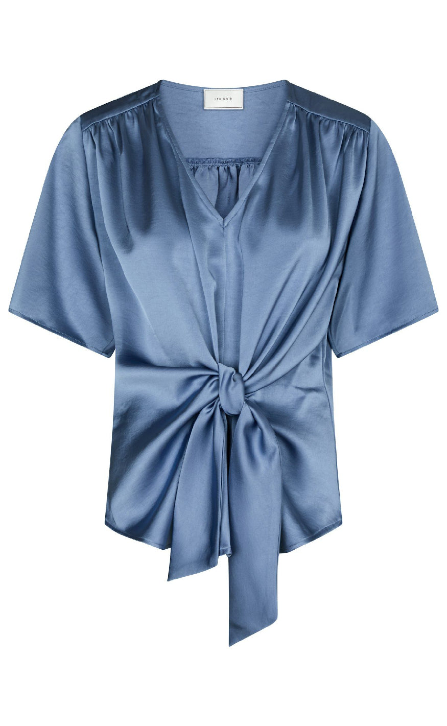 Neo Noir Bluse - Casadia Heavy Sateen - Smoke Blue