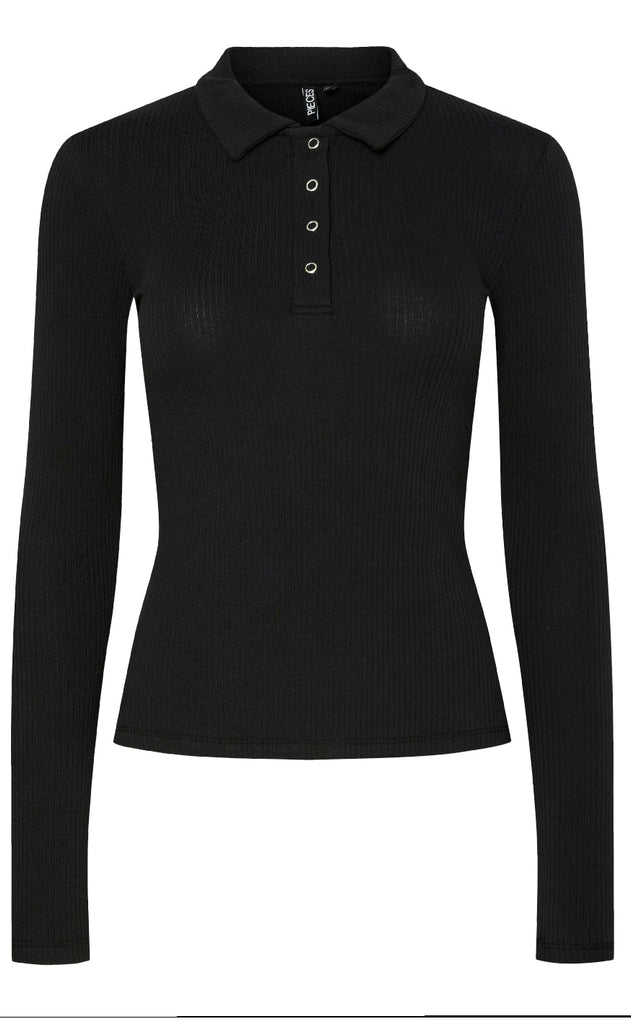 Pieces Bluse - Kitte LS Polo - Black