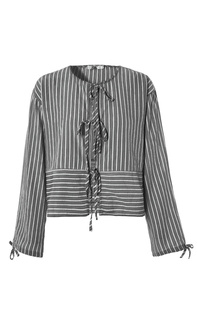 INA Copenhagen Bluse - Cornelia - Black / White Stripe (vendbar)