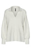 Pieces Genser - Malou Polo - Cloud Dancer Melange