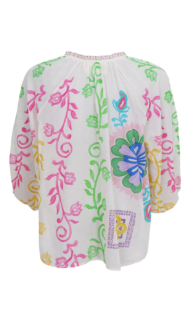 Black Colour Bluse - Sun - White Flower