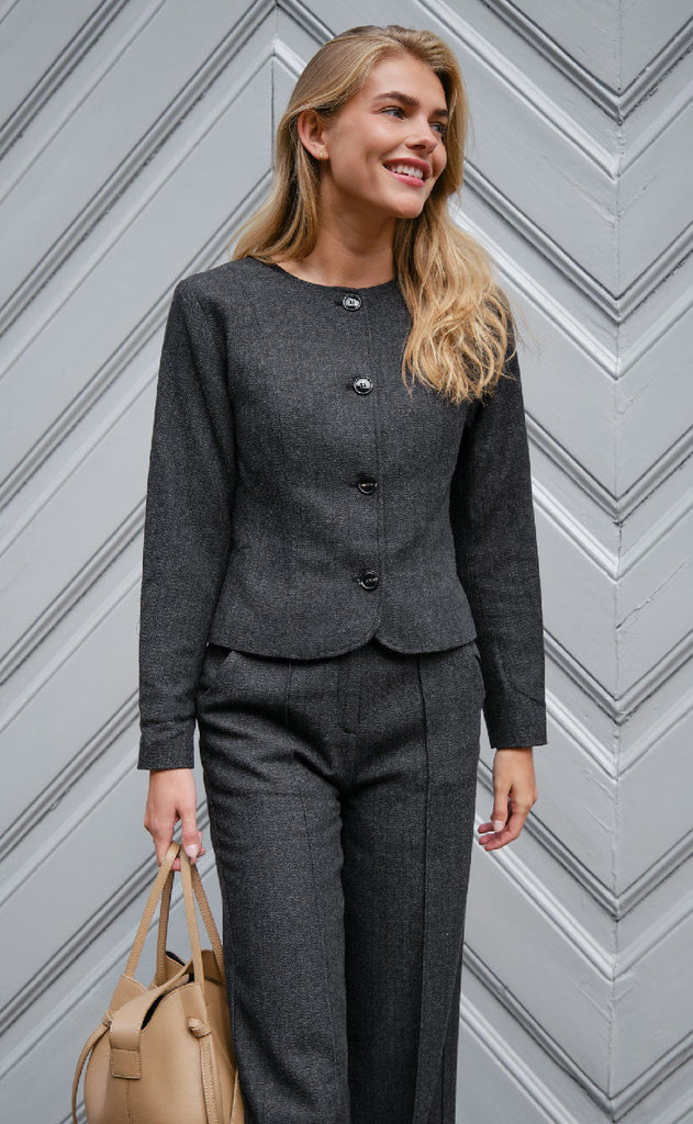 Neo Noir Bukser - Sury Herringbone - Antracit