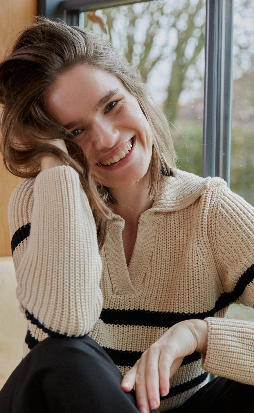 Basic Apparel Sweater - Sweety Polo - Birch/Black