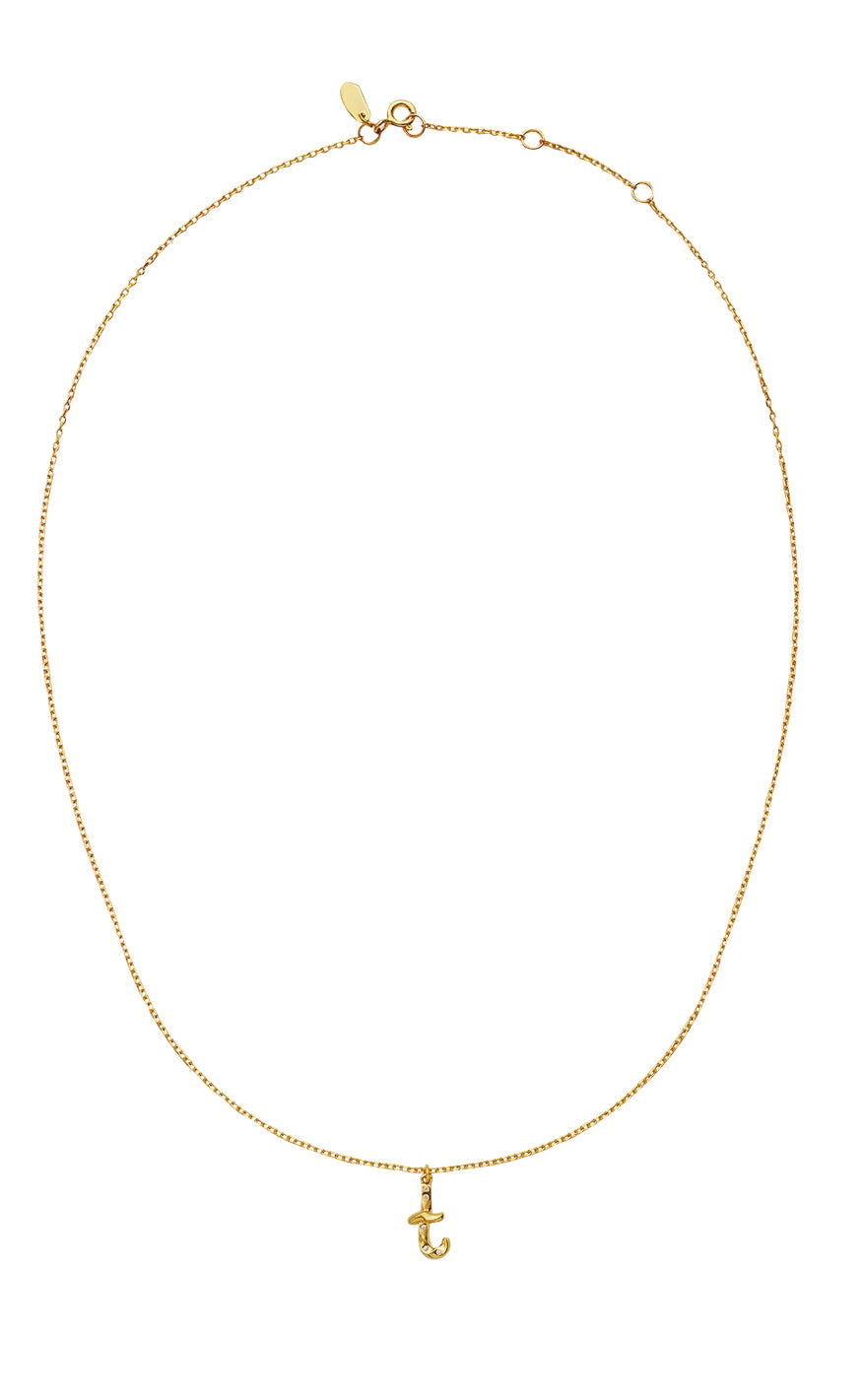 Maanesten Halskjede - T Alphabet - Gold Colour