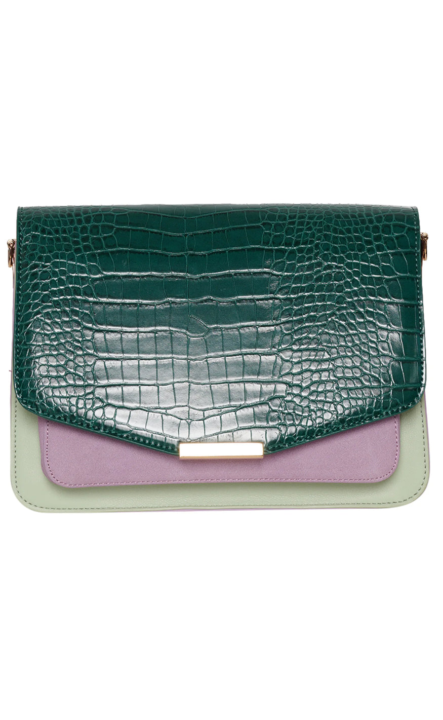 Noella Veske - Blanca Multi Compartment - Green Croco/Mint/Purple Mix