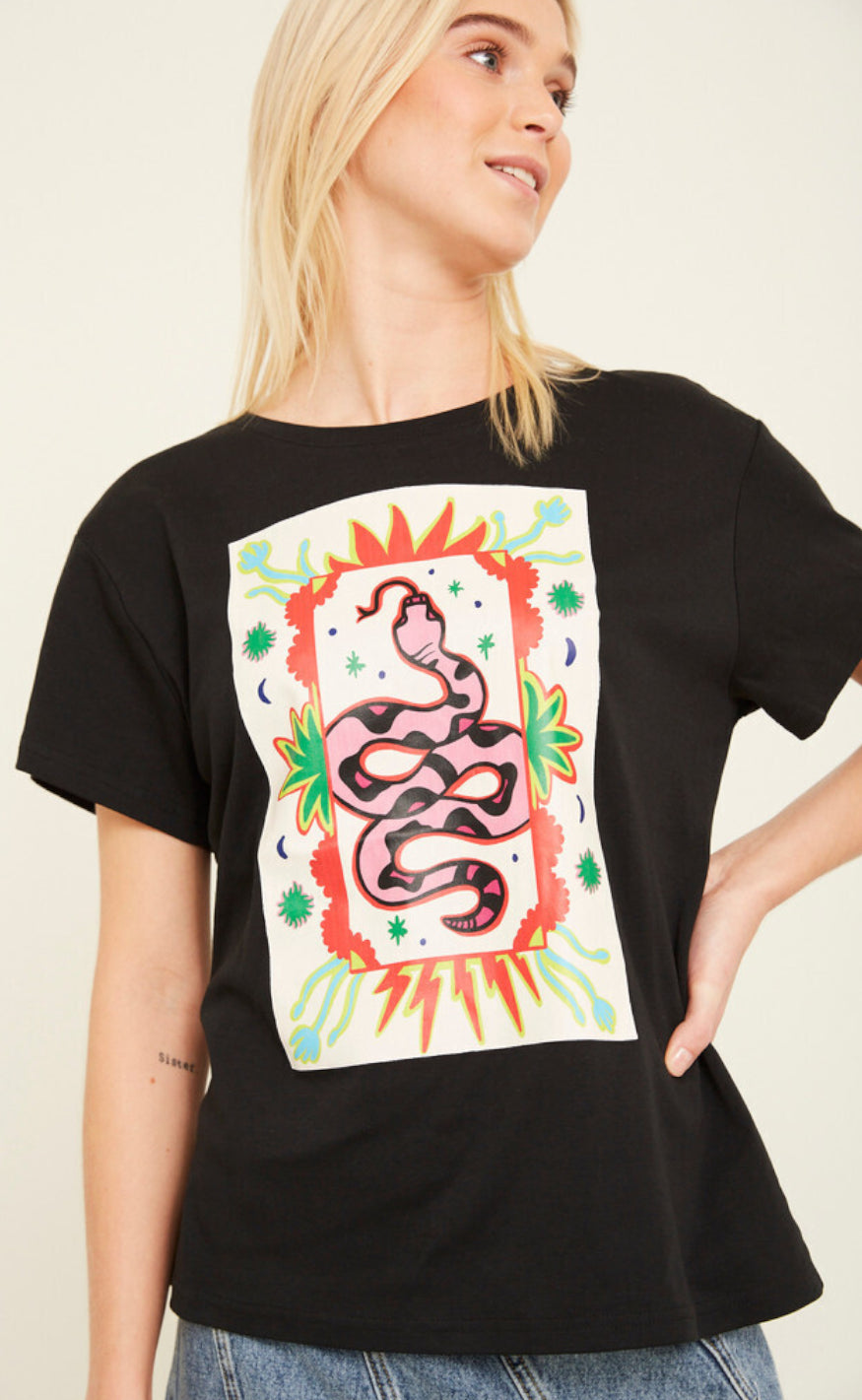 Hunkøn T-shirt - Spirit Snake - Black