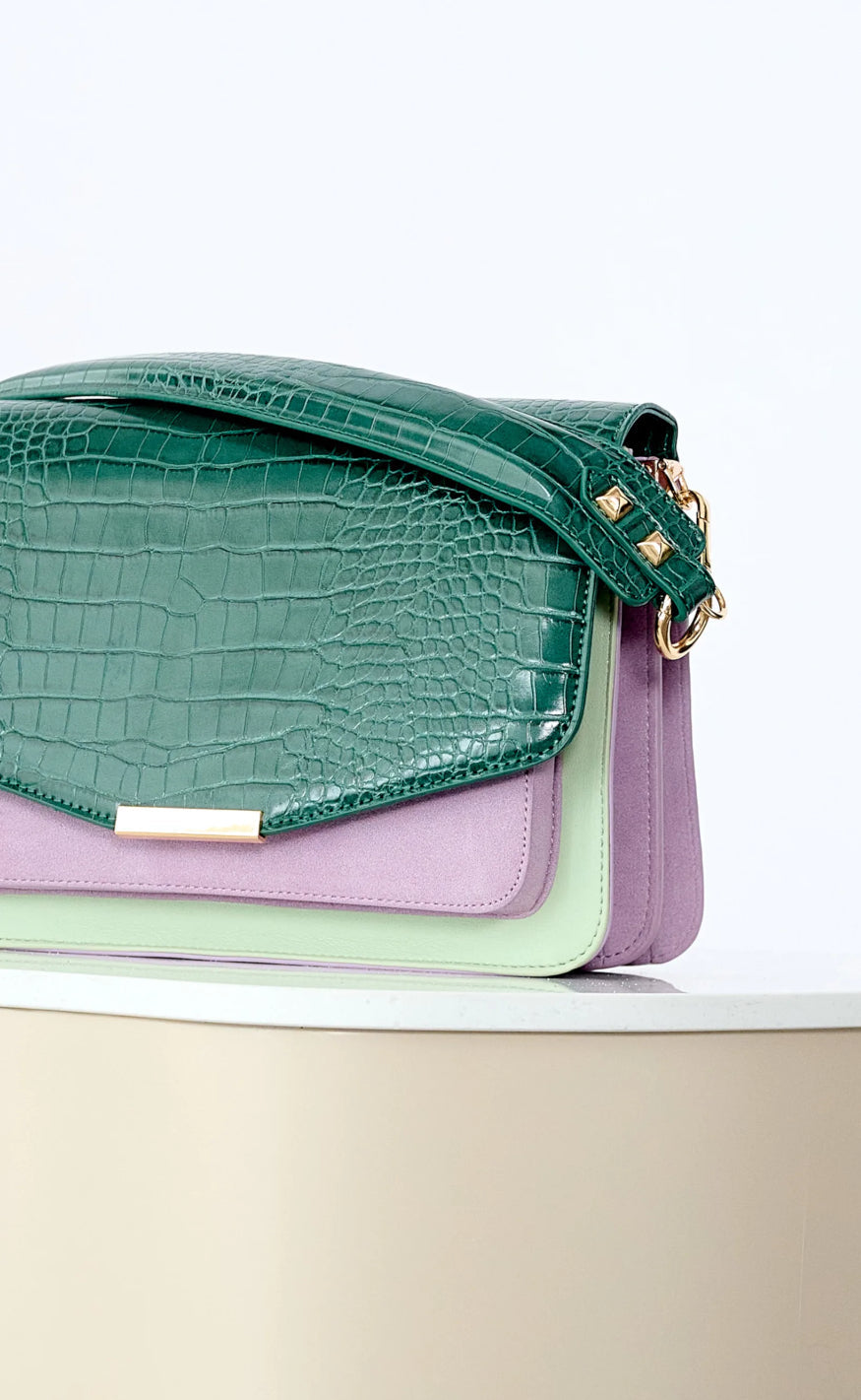 Noella Veske - Blanca Multi Compartment - Green Croco/Mint/Purple Mix
