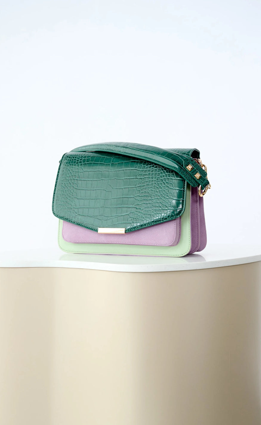 Noella Veske - Blanca Multi Compartment - Green Croco/Mint/Purple Mix