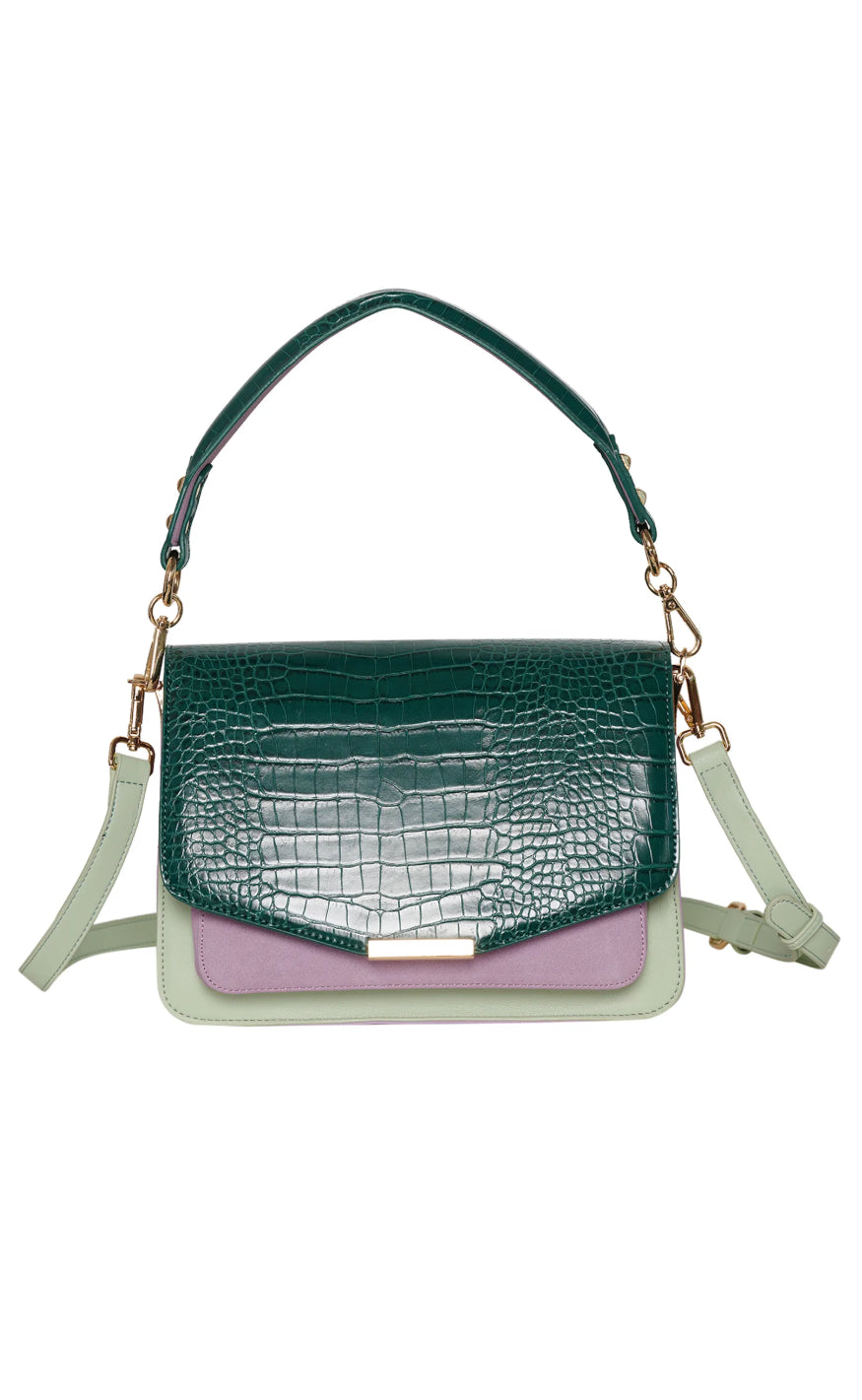 Noella Veske - Blanca Multi Compartment - Green Croco/Mint/Purple Mix