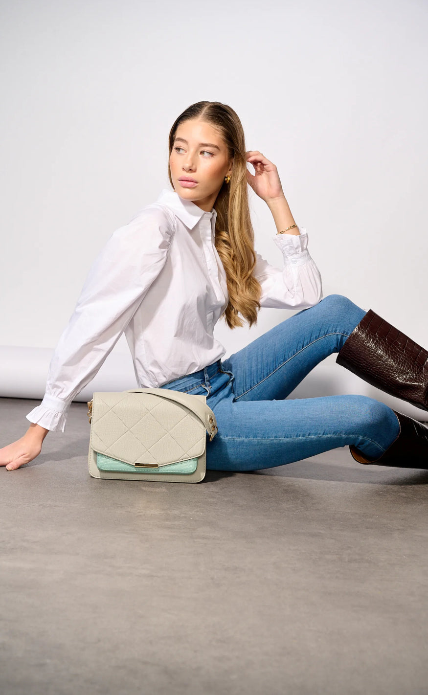 Noella Veske - Blanca Multi Compartment - Mint Lizard/Grey