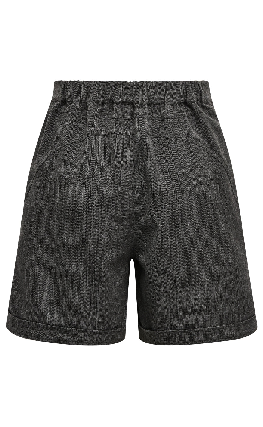 Gossia Shorts - Thilla Herringbone - Black/Grey
