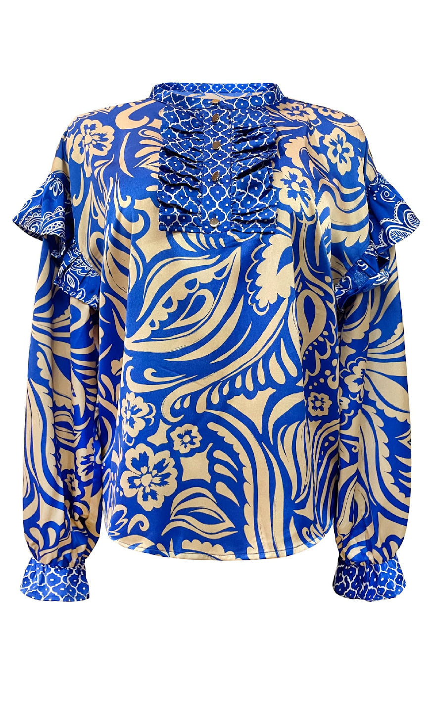 Liberte Bluse - Tia Frill - Cobolt Blue Mix