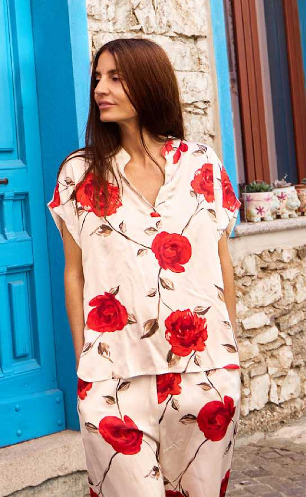 Blak Colour Bluse - Tilly Rose - Red